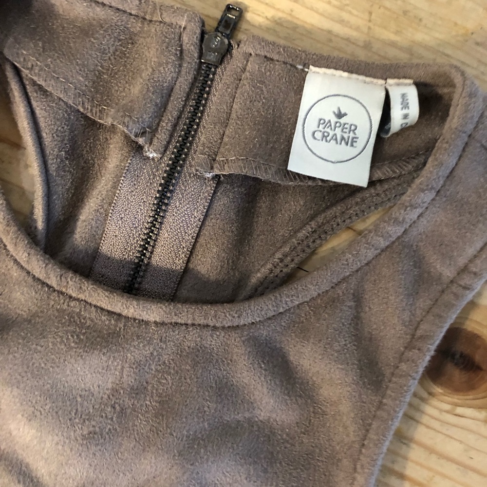 Gray- Tan Suade Top - Picture 5 of 6